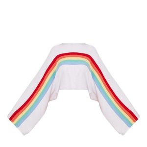 ISO PLT white rainbow wide sleeve sweater